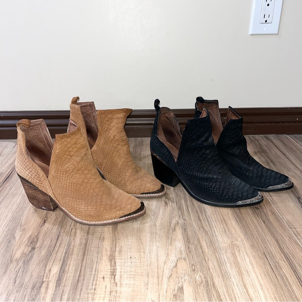 Jeffrey Campbell Tan and Black Heeled Boots